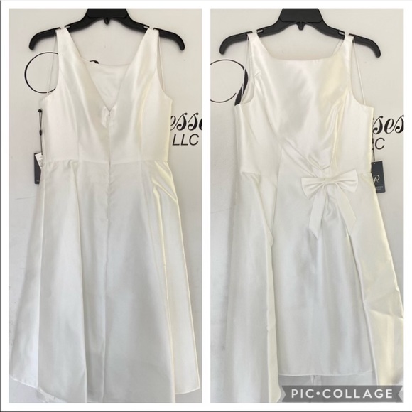 Adrianna Papell ivory mikado high low dress new - Picture 2 of 3